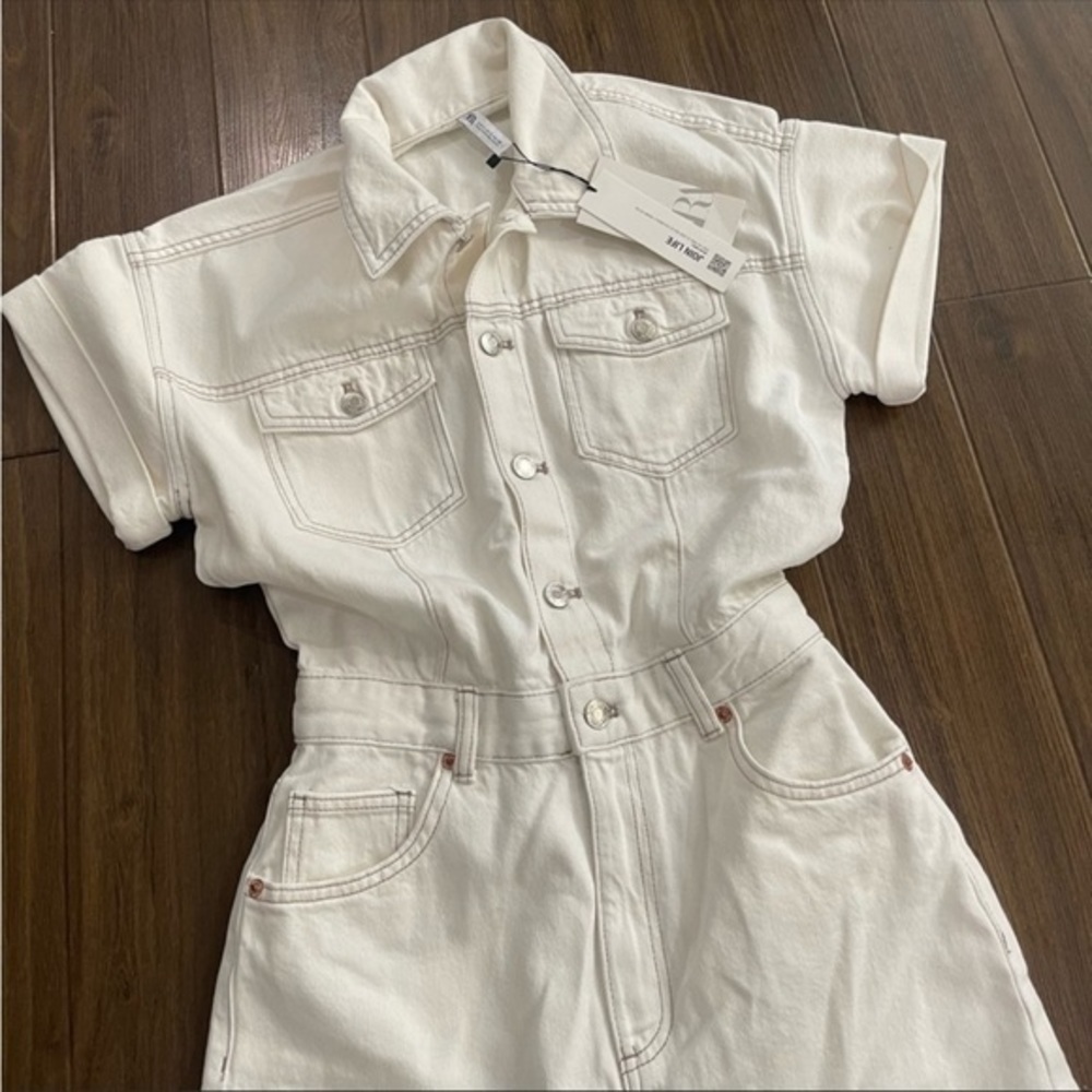 Zara long denim lapel collar jumpsuit 8197 217 - Picture 12 of 16